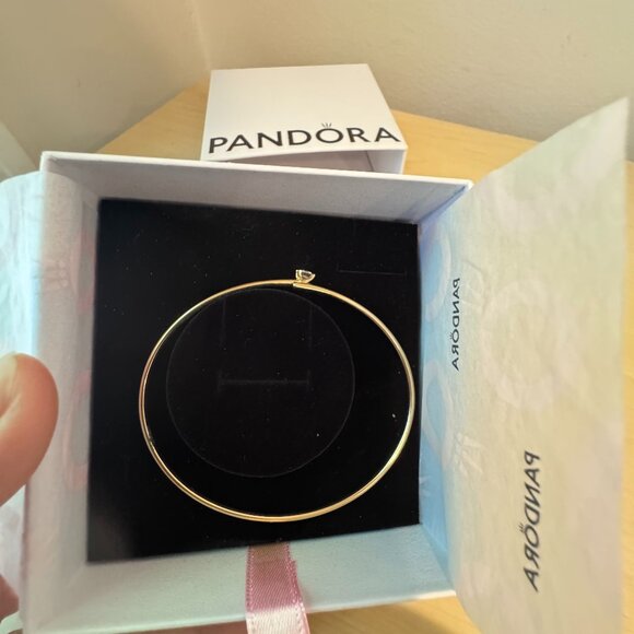 ✨ Pandora Nova 14k Gold Lab-grown Diamond Open Bangle | Size M | 8” - Picture 3 of 6